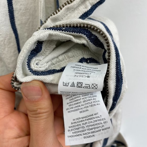 ⛔️SOLD⛔️Madewell White Blue Striped Linen Wide Leg Sleeveless Pull-On Jumpsuit S - Picture 9 of 9